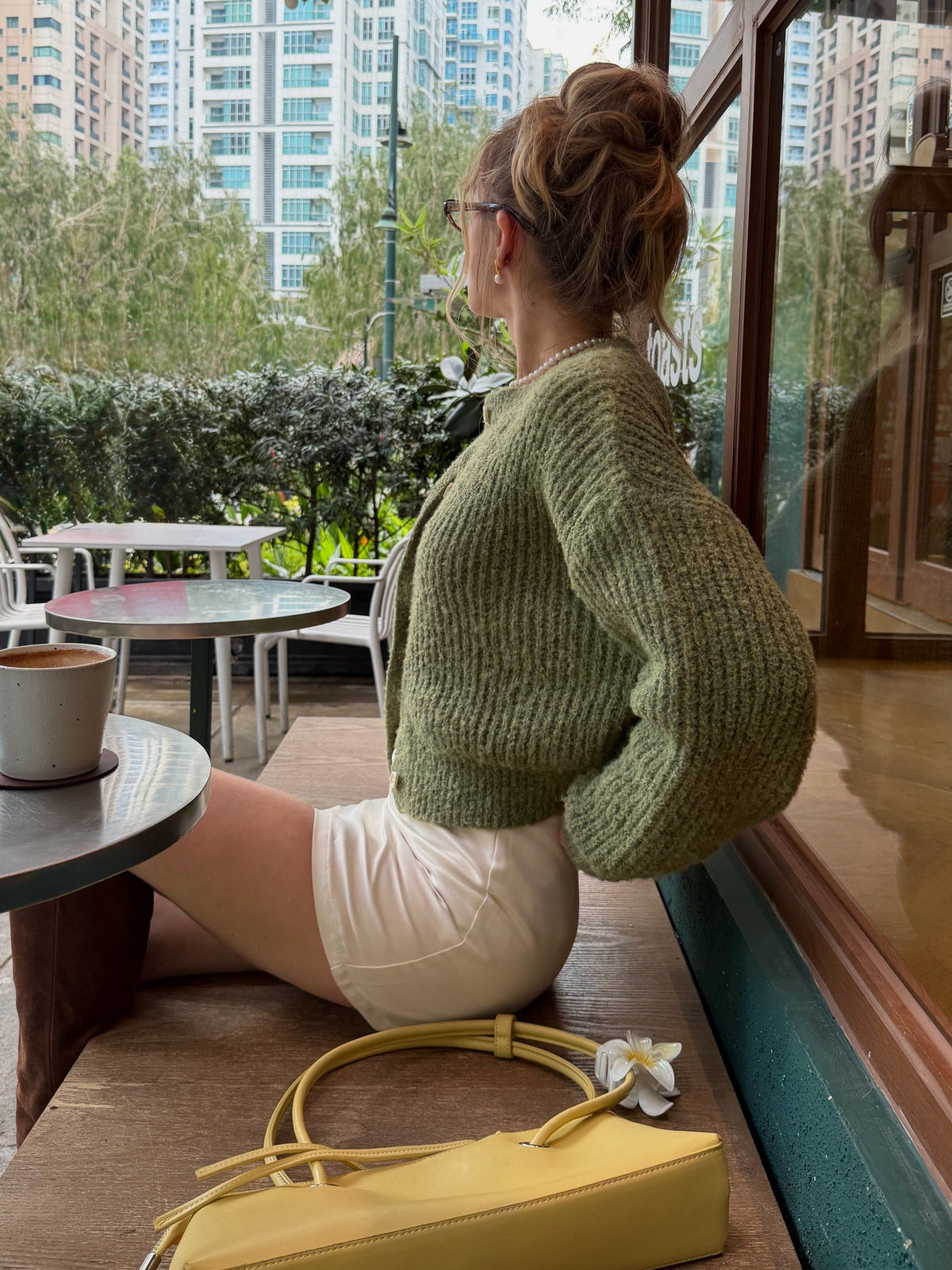 Green Knit Button Front Cardigan