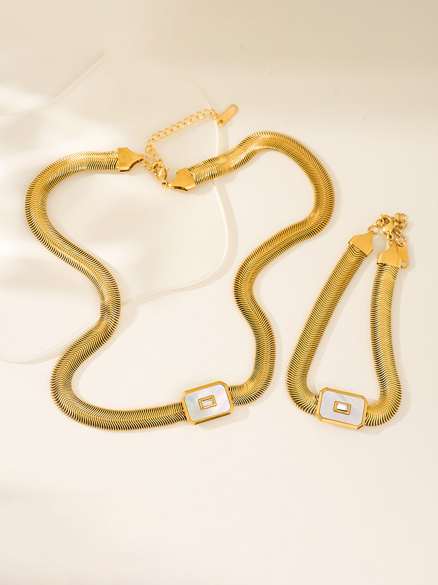 Minimalist Vintage Titanium Steel Snake Chain Bracelet And Necklace