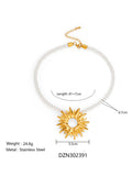 Summer Beach Ocean Style Oversized Sun Pendant Necklace