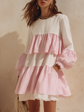 Chic And Relaxed Vacation-style Multi-layered Ruffled Mini Dress
