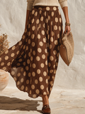 Vacation-style Polka-dot Print Maxi Skirt