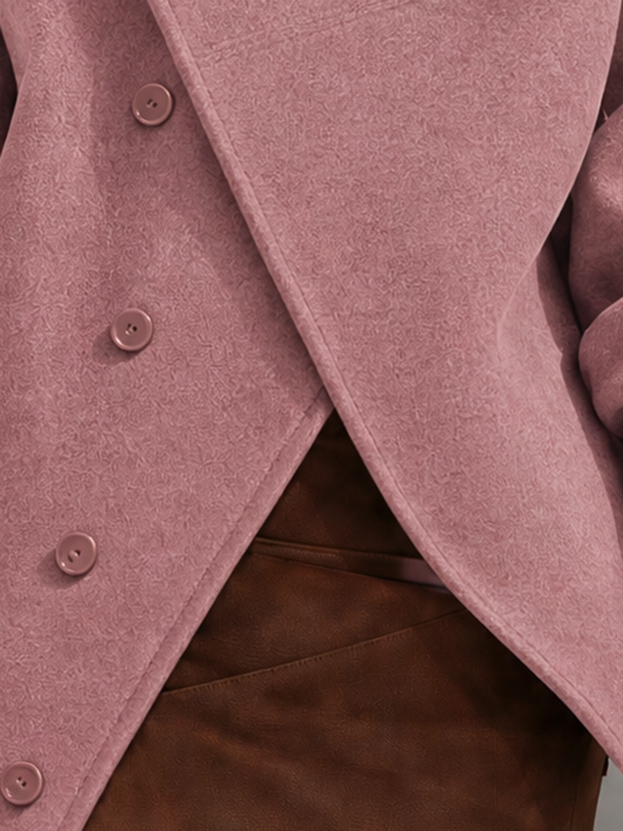 Resort-style Collared Solid Color Long-sleeved Jacket