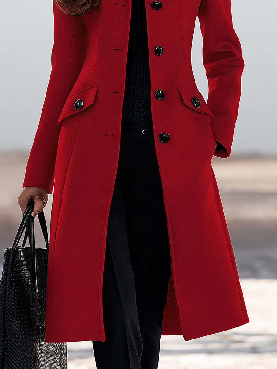 Women's Elegant Stand Collar Tweed Coat