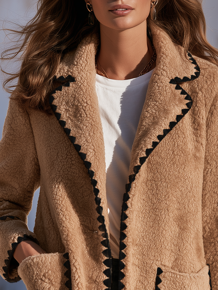 Retro Color-blocked Sherpa Coat