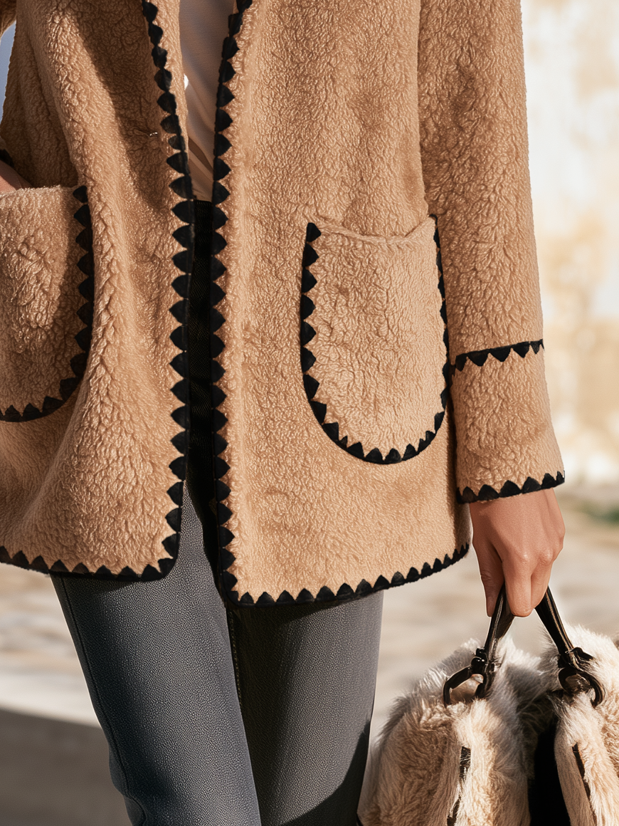 Retro Color-blocked Sherpa Coat
