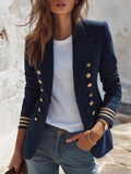 Retro Nautical Vacation Double-breasted Blazer
