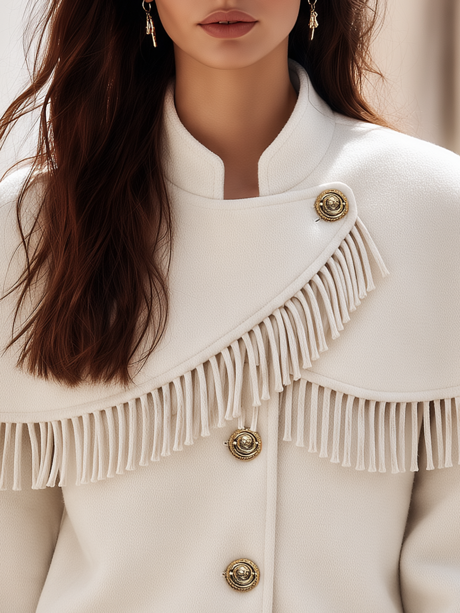 Resort-style Fringed Cape-style Jacket