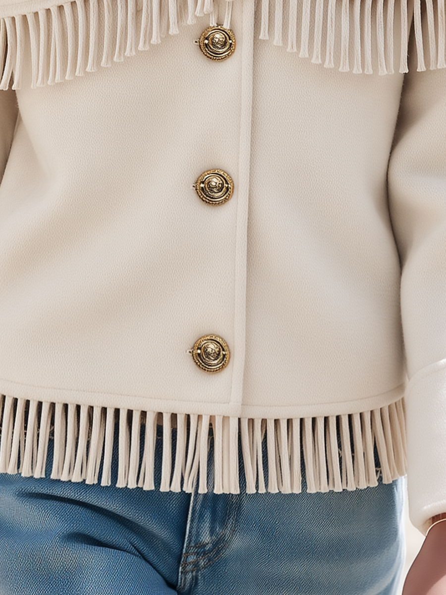 Resort-style Fringed Cape-style Jacket
