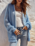 Resort Elegant Pearl-trimmed Knit Cardigan