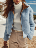 Resort-style Leopard Print Collared Long-sleeved Jacket