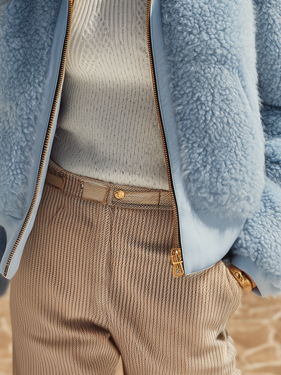 Resort-style Leopard Print Collared Long-sleeved Jacket