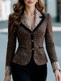 Leopard Print Contrast Lapel Tailored Blazer