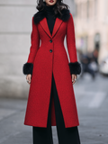 Red Tweed Fitted Midi Coat