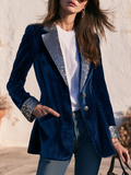 Trendy Retro Sequin Collar Velvet Blazer
