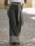 Resort-style Patchwork Leopard-print Trousers