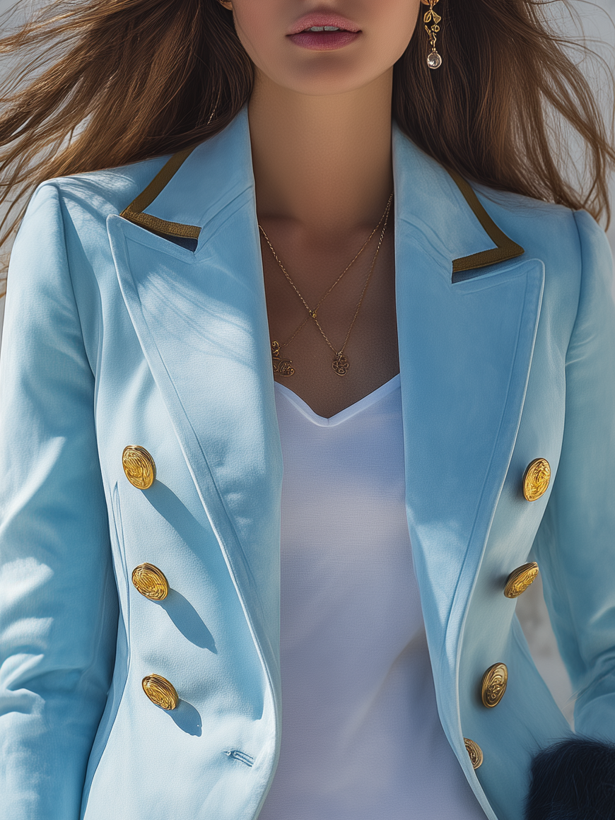 Vintage Faux Fur Cuffs Faux Suede Blazer