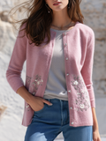 Casual And Comfortable Floral Pattern Knitted Cardigan