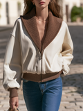 Resort-style Knitted Collared Long-sleeved Jacket
