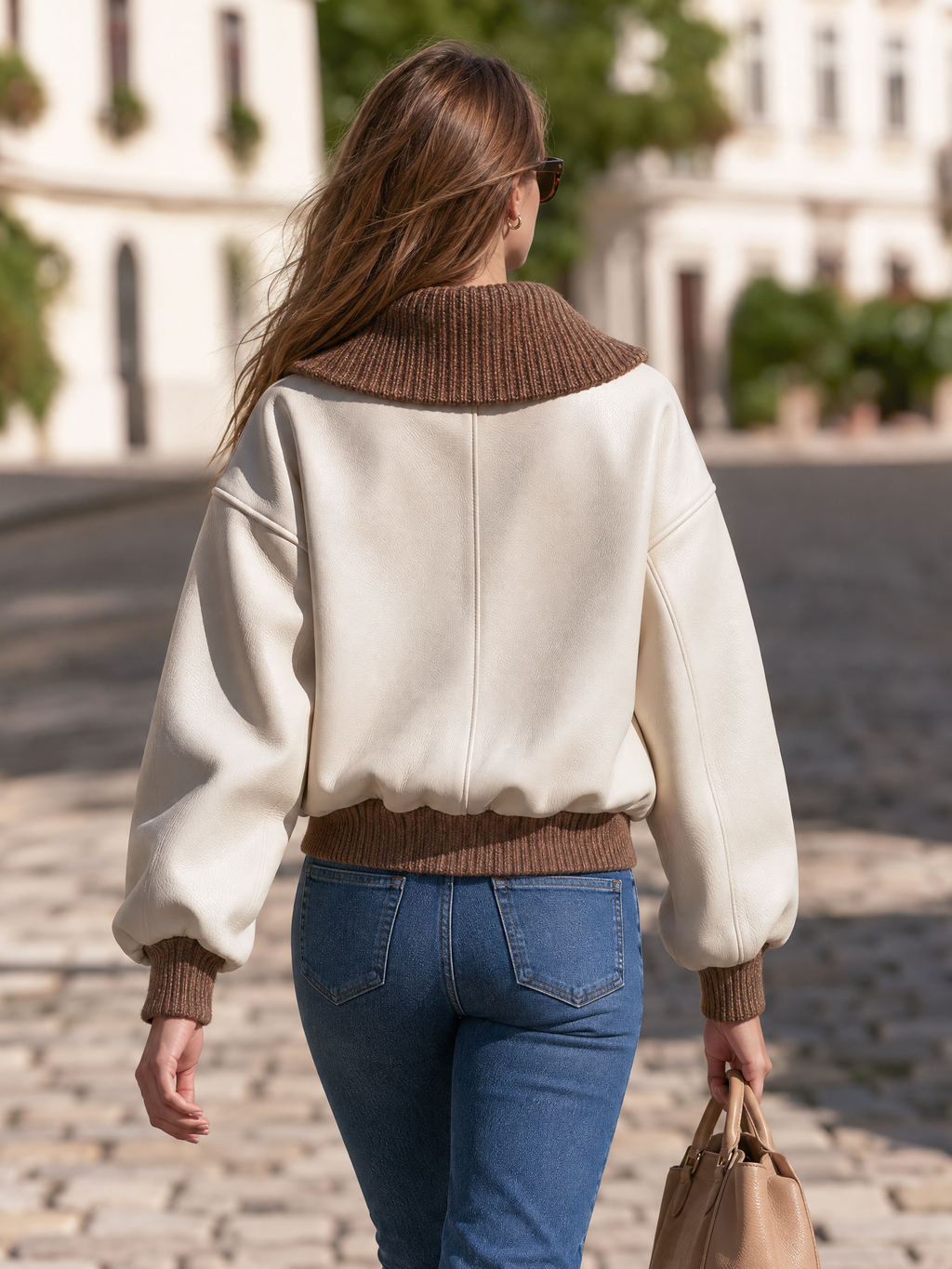 Resort-style Knitted Collared Long-sleeved Jacket