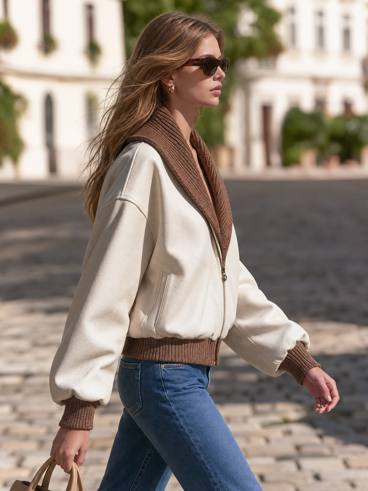 Resort-style Knitted Collared Long-sleeved Jacket