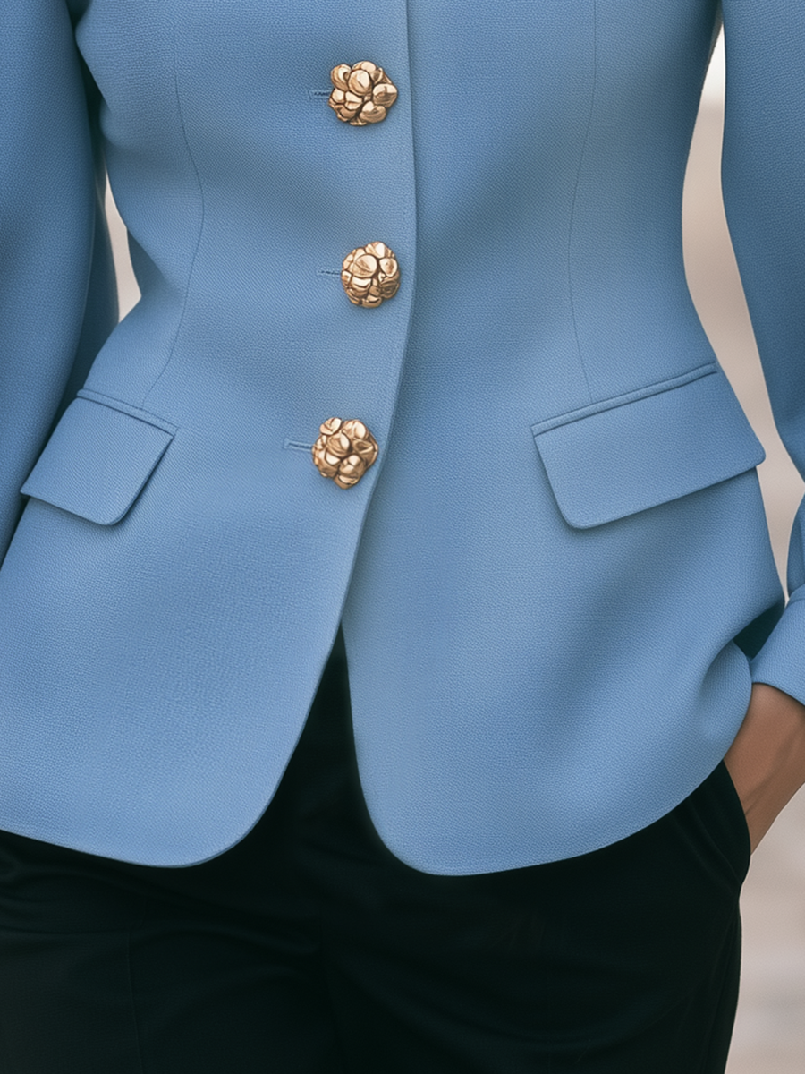 Resort-style Round Neck Lantern Long-sleeved Solid Color Jacket