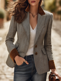 Retro Herringbone Single-breasted Blazer