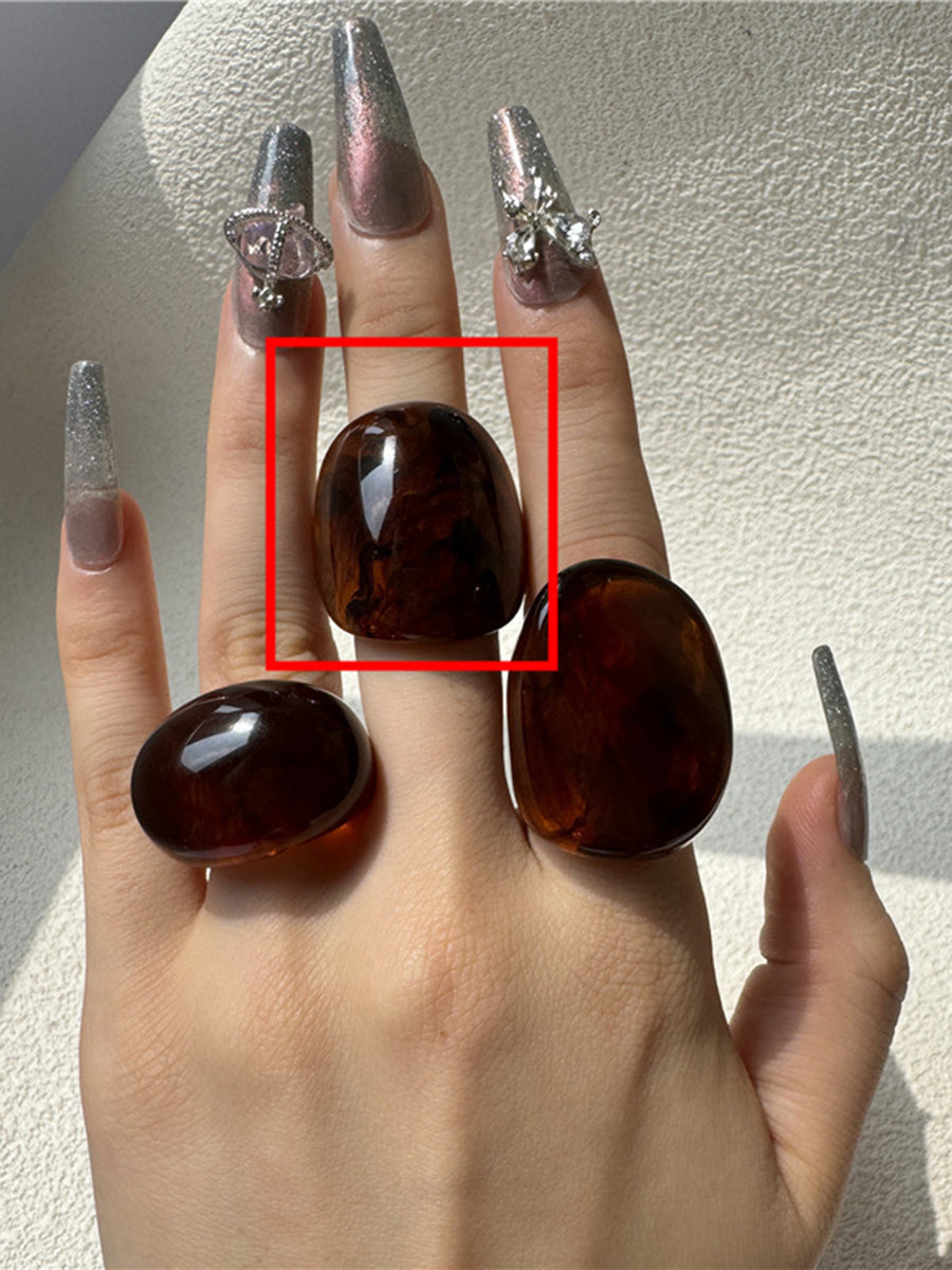 Geometric Vintage Resin Amber-colored Ring