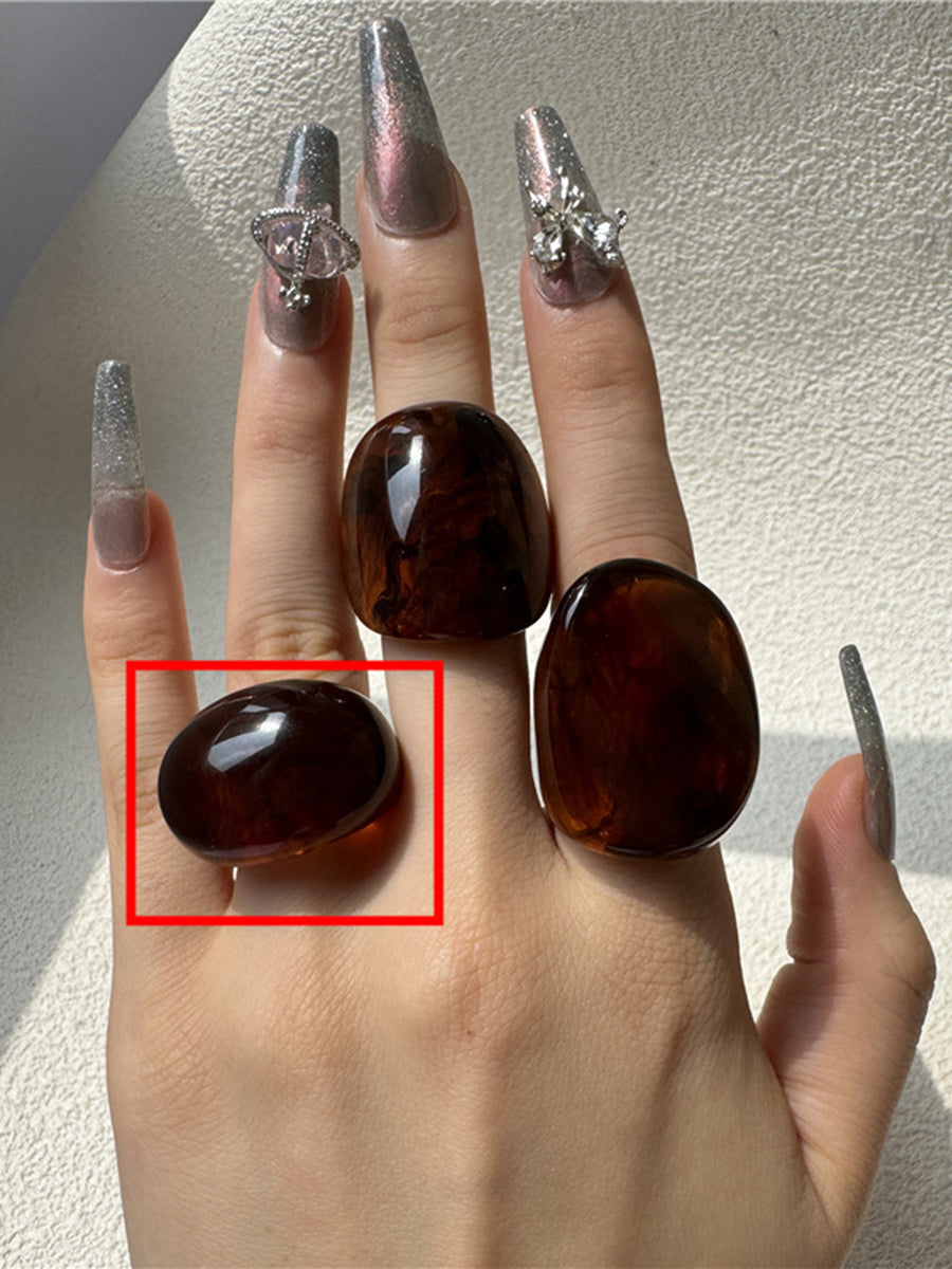 Geometric Vintage Resin Amber-colored Ring