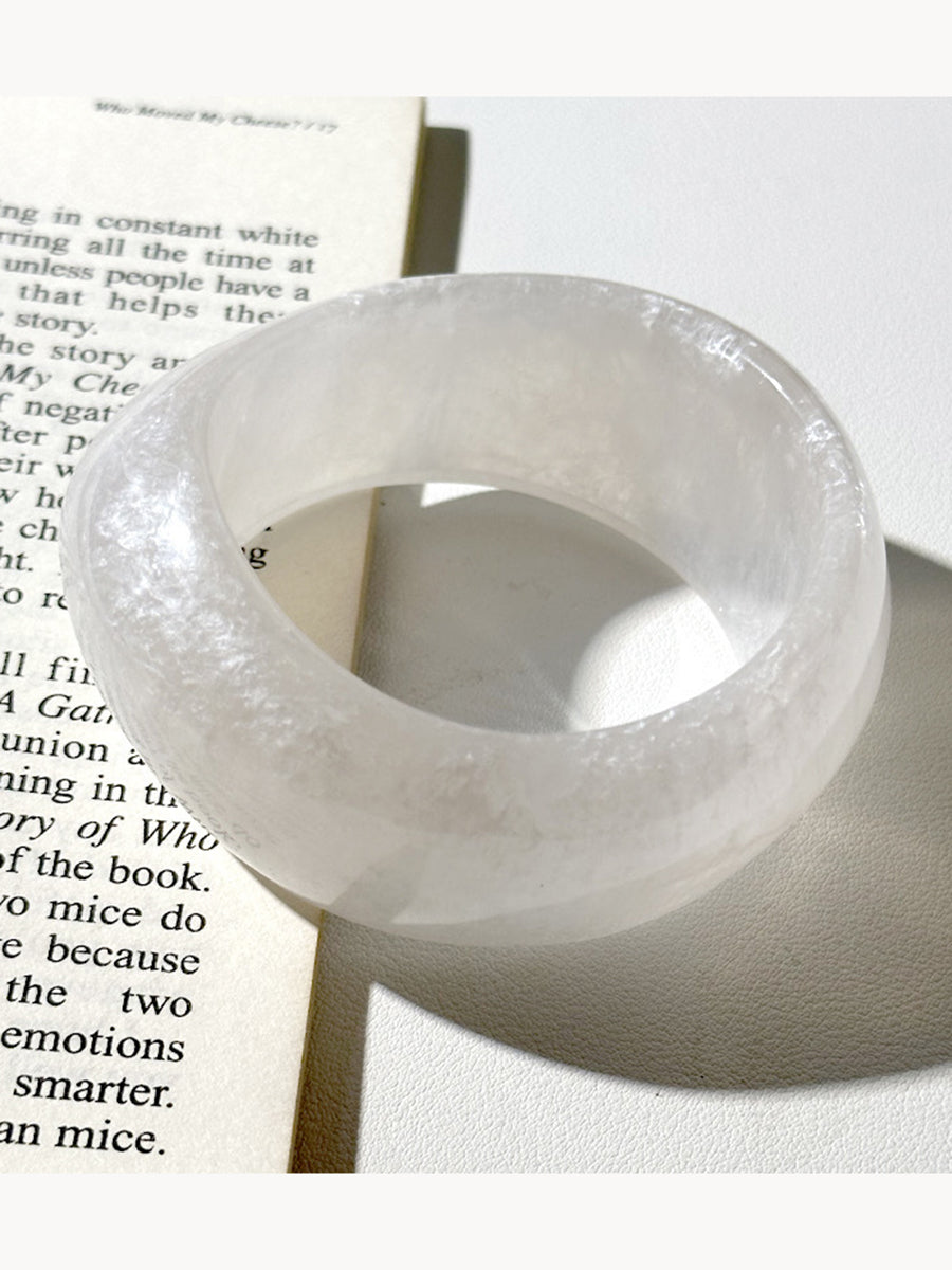 Wide Oval Geometric Curved Resin Bracelet