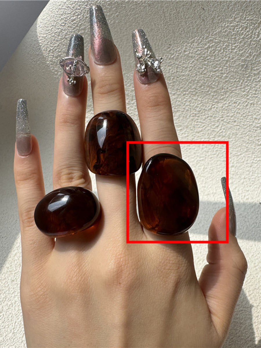 Geometric Vintage Resin Amber-colored Ring