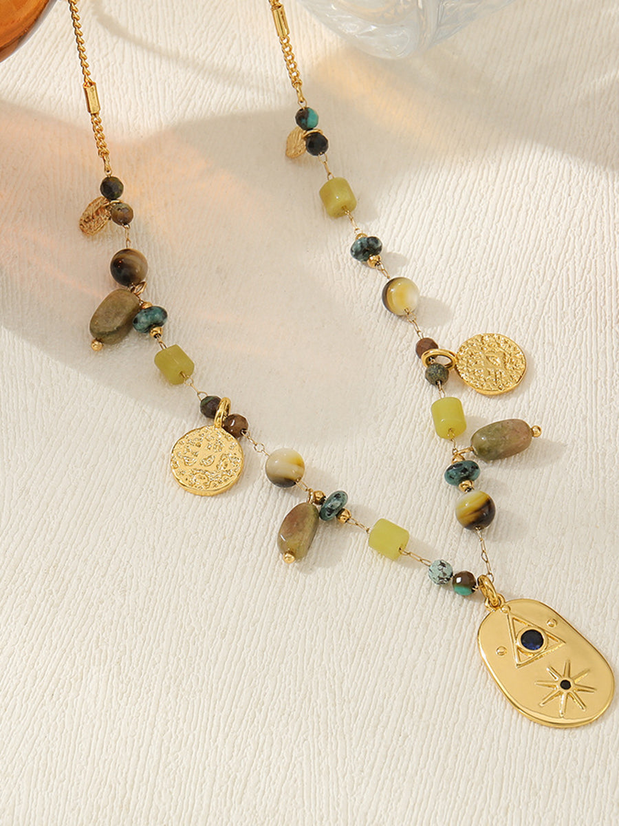 Bohemian Style Irregular African Pine Pendant Copper Necklace
