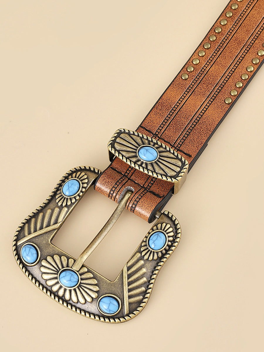 Bohemian Vintage Turquoise Faux Leather Belt