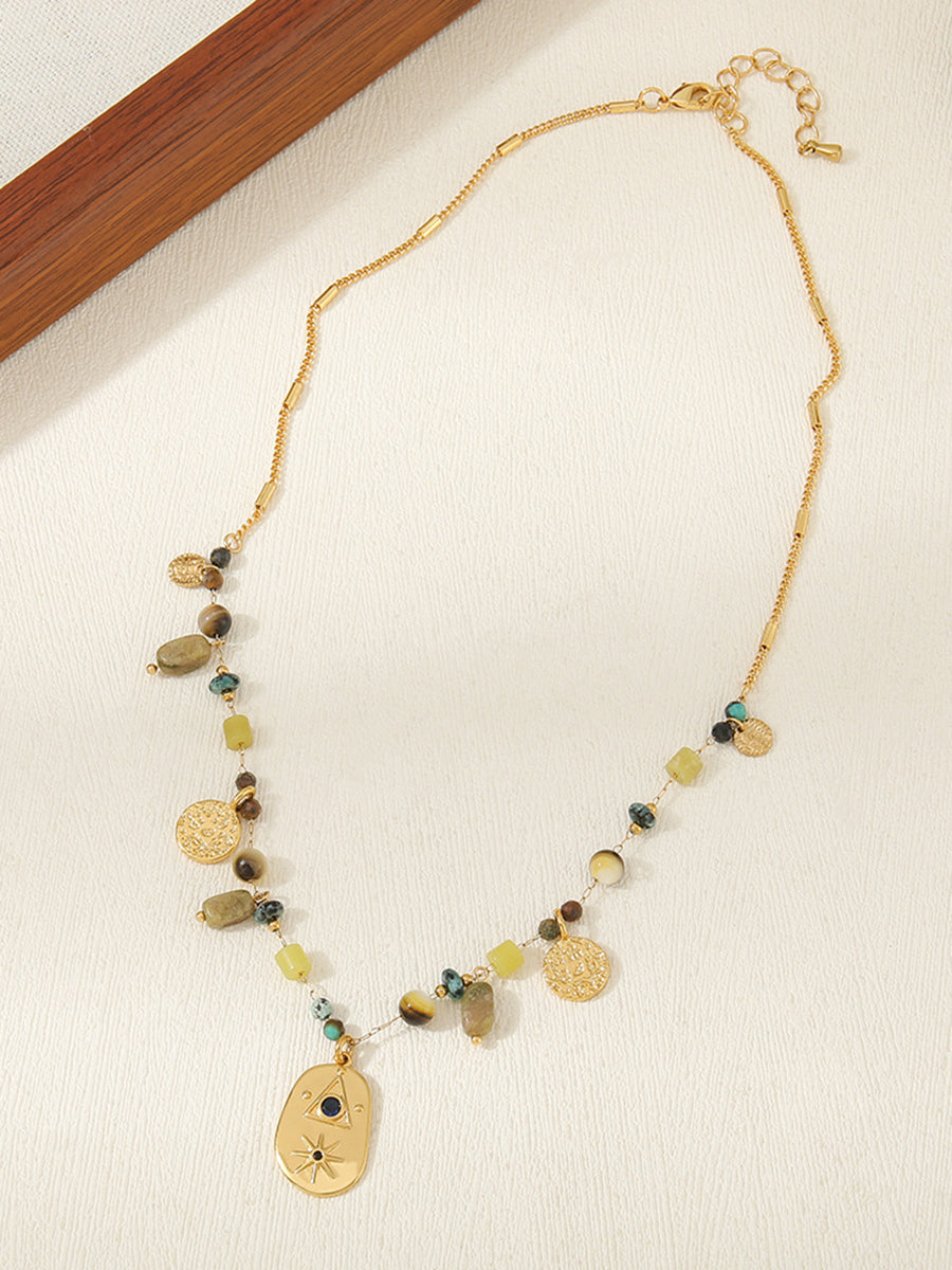 Bohemian Style Irregular African Pine Pendant Copper Necklace